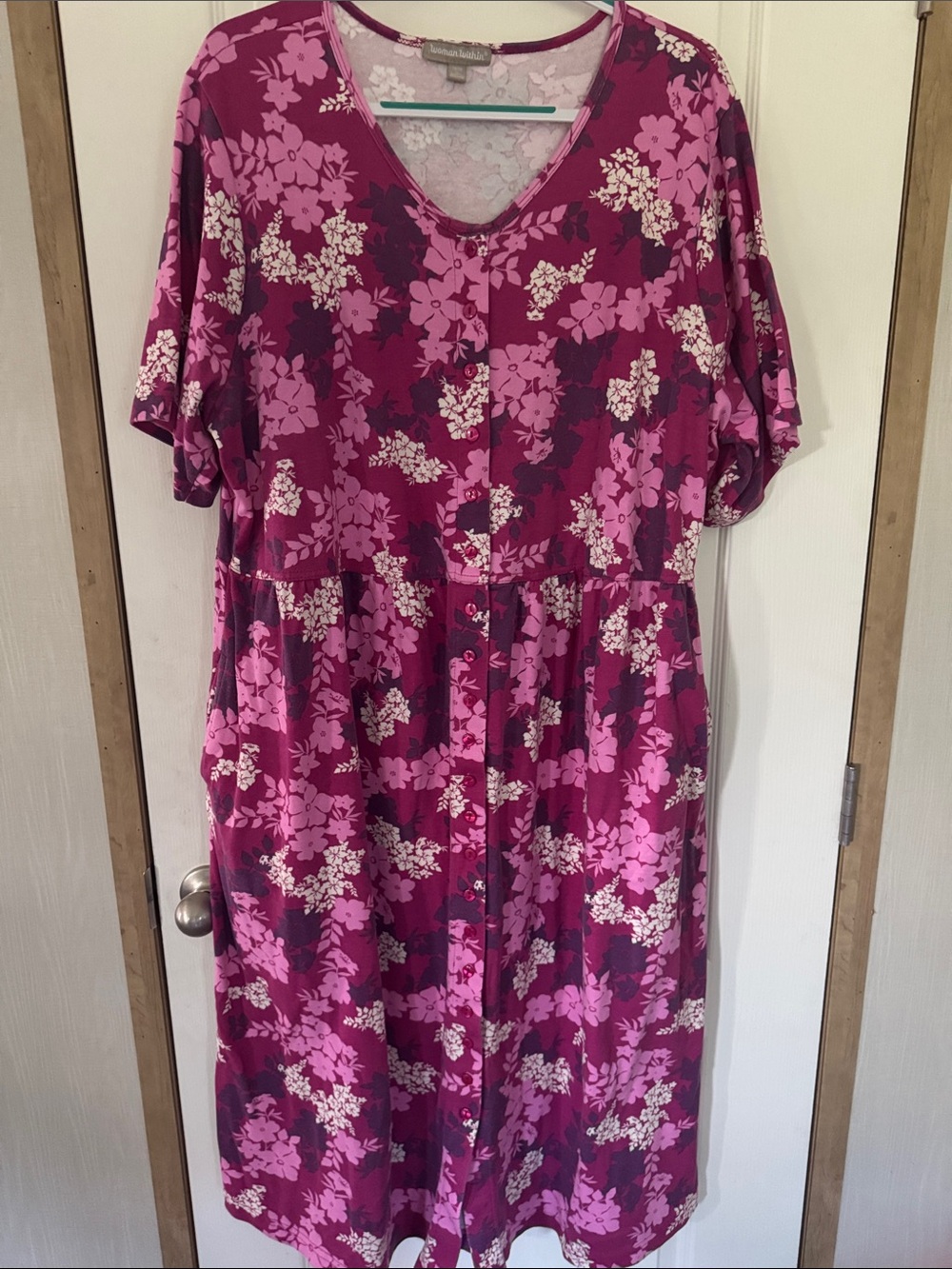 Woman Within Pink Floral Print Dress